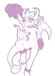  2019 3_toes anthro darkhazard dragon female friendship_is_magic hi_res horn looking_at_viewer my_little_pony navel pom_poms simple_background smolder_(mlp) solo toes wings 