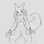  1:1 breasts canid canine digimon digimon_(species) female ghostbro hi_res looking_at_viewer mammal pussy renamon solo 