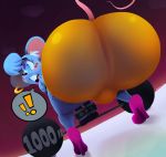  anthro big_butt biped blue_eyes blush bulge butt clothed clothing crossdressing crouching dumbell ear_piercing ear_ring exercise footwear hi_res high_heels male mammal mouse murid murine muscle_mouse piercing presenting rodent shoes solo tight_clothing vimhomeless weightlifting wide_eyed workout 