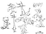  2019 ambiguous_gender antelope anthro arm_support barefoot benjamin_(fuel) biped black_and_white bodily_fluids bovid boxers_(clothing) canid canine cheek_tuft chico_(fuel) clothed clothing dialogue disney english_text eyewear face_tuft facial_markings fox fuel_(artist) gazelle glasses half-closed_eyes head_markings head_tuft hi_res horn long_neck looking_at_viewer mammal markings monochrome neck_tuft necktie nick_wilde open_mouth pawpads pencil_(object) procyonid raccoon ringtail shaking shivering shrug simple_background sitting sketch_page smile solo standing tears text tongue topless tuft underwear white_background zootopia 