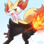  1:1 anthro blush bodily_fluids braixen cotora ejaculation female fire fluffy fluffy_tail fur genital_fluids hi_res inner_ear_fluff magic_user masturbation nintendo open_mouth orgasm pok&eacute;mon pok&eacute;mon_(species) pussy_ejaculation pussy_juice solo tears tuft video_games 