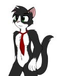  2018 4_fingers alpha_channel anthro arm_tuft belly_tuft black_body black_fur black_tail casual_exposure cheek_tuft chest_tuft clothing countershade_torso countershading domestic_cat eyebrows face_tuft featureless_chest featureless_crotch felid feline felis fingers fluffy fluffy_tail front_view fur fur_markings fur_tuft glistening glistening_eyes gloves_(marking) green_eyes head_tuft ineffective_clothing jknewlife leg_tuft long_tail male mammal markings mostly_nude multicolored_body multicolored_fur navel necktie necktie_only newlifecomic pecs pink_nose portrait prick_ears raised_eyebrow red_clothing red_tie shoulder_tuft slim smile solo three-quarter_portrait tuft tuxedo_cat two_tone_body two_tone_fur white_belly white_body white_countershading white_fur 