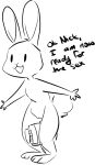  anthro black_and_white briskby dialogue disney english_text female humor judy_hopps lagomorph leporid mammal monochrome open_mouth pussy rabbit simple_background solo standing text vertical_bar_eyes white_background zootopia 