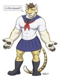  absurd_res badroy clothed clothing clouded_leopard crossdressing dress felid hi_res likulau male mammal muscular nekojishi pantherine sailor solo 