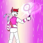  1:1 abstract_background accessory anthro anthrofied briefs clothed clothing crop_top eeveelution fuze headband hi_res magical_girl_outfit male nintendo pok&eacute;mon pok&eacute;mon_(species) scarf shirt solo sylveon topwear underwear video_games whip 