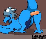 ahegao anal anal_penetration animal_genitalia animated armor blue_penis digital_media_(artwork) disembodied_penis dragon duo dynablade_savior erection feral looking_pleasured loop male male/male open_mouth penetration penis pixel_(artwork) pixel_animation sex solo_focus tapering_penis 