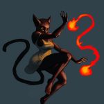  anthro clothed clothing domestic_cat felid feline felis female fire magic mammal nightgown solo soot_(ragamuffins) thekyleishere 