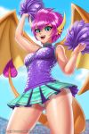  2019 alternate_species animal_humanoid cheerleader clothing dragon dragon_humanoid female friendship_is_magic horn humanoid humanoidized my_little_pony open_mouth open_smile panties pom_poms racoon-kun smile smolder_(mlp) underwear upskirt wings 