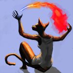  anthro clothed clothing domestic_cat felid feline felis female fire magic mammal nightgown solo soot_(ragamuffins) thekyleishere 
