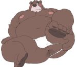  12beat13 2019 4_toes anthro anus areola asian_clothing belly biped blush brown_bear brown_body brown_fur brown_pawpads butt clothing compression_artifacts digital_media_(artwork) east_asian_clothing flat_colors front_view fundoshi fur humanoid_hands japanese_clothing lying male mammal moobs navel nipples one_eye_closed overweight overweight_male pawpads paws pink_nipples presenting presenting_anus simple_background solo toes underwear ursid ursine white_background white_clothing white_underwear wink 