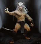  anthro clothing felid hi_res lion loincloth magic magic_user male mammal muscular navel nipples pacelic pantherine solo 
