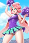  2019 2d_animation alternate_species animal_humanoid animated arthropod arthropod_humanoid blue_eyes cheerleader clothed clothing digital_media_(artwork) dragon dragon_humanoid female friendship_is_magic hair hi_res horn humanoid humanoidized insect_wings membrane_(anatomy) membranous_wings my_little_pony ocellus_(mlp) open_mouth open_smile pink_hair pom_poms purple_hair racoon-kun scar smile smolder_(mlp) transformation upskirt wings 