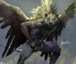  angel anthro feathered_wings feathers felid lion male mammal pacelic pantherine solo wings 