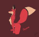  2019 bedroom_eyes breasts brown_background canid canine female fox fur half-closed_eyes mammal nipples paprika_(pixelsketcher) pixelsketcher red_fox seductive simple_background small_breasts smile solo 