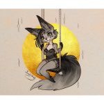  1:1 2019 anthro biped breasts canid canine clothed clothing eyebrows eyelashes female mammal sitting smile solo traditional_media_(artwork) vaart yellow_eyes 