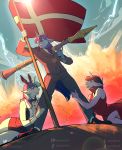  absurd_res amaichix anthro crossgender danish_flag equid equine fan_character female friendship_is_magic gleaming_shield group hi_res horse male mammal my_little_pony pony ranged_weapon rocket_launcher shining_armor_(mlp) weapon 