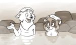  anthro bathing canid canine corgi_(artist) disney duo humanoid_hands male mammal michael_tanuyama officer_grizzoli raccoon_dog tanuki water zootopia 