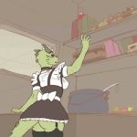  1:1 2019 2d_animation 5_fingers animated anthro argonian arm_support bethesda_softworks bouncing_breasts breasts butt carrot cauldron clothing cooking female fingers food frame_by_frame horn inside jumping kitchen kreddits lifts-her-tail loop low-angle_view low_res maid_uniform no_underwear plant reaching rear_view red_eyes scalie shelf solo standing the_elder_scrolls three-quarter_view uniform upskirt vegetable video_games 