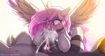  2019 bodily_fluids cum cutie_mark darkhazard digital_media_(artwork) double_oral equid faceless_male feathered_wings feathers fellatio female feral friendship_is_magic genital_fluids group hi_res horn male male/female mammal medial_ring my_little_pony navel oral penile princess_celestia_(mlp) sex silver_sickle_(oc) solo_focus vein winged_unicorn wings 
