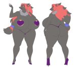  absurd_res anthro big_breasts big_butt breasts butt clothing deadpliss female footwear hi_res high_heels huge_breasts huge_butt ipan mikaela_doliodos nintendo panties pasties pok&eacute;mon pok&eacute;mon_(species) pussy_floss shoes thong underwear video_games zoroark 