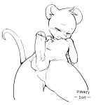  2019 absurd_res anthro balls black_and_white blush child cub erection eyes_closed hi_res humanoid_penis kemono male mammal monochrome mouse murid murine nipples nude penis puinkey_(artist) puinkey_(character) rodent signature solo young 