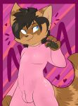  2019 absurd_res anthro bodysuit bulge catsuit_(disambiguation) claws clothed clothing digital_media_(artwork) domestic_cat felid feline felis fur glistening hair hi_res hybrid iroxykun looking_at_viewer male mammal nougat_nogada pawpads paws rubber rubber_suit skinsuit smile smug solo teeth tight_clothing tongue tongue_out 