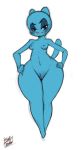  anthro blue_body blue_fur breasts cartoon_network domestic_cat felid feline felis female fur hand_on_hip looking_at_viewer mammal navel nicole_watterson nipples nude pussy saltyxodium signature small_breasts smile smug solo standing the_amazing_world_of_gumball wide_hips 