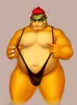  belly bowser bulge clothing dagapuff hi_res koopa male mario_bros nintendo nipples overweight overweight_male scalie solo standing swimwear video_games 