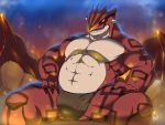  4:3 abs absurd_res anthro anthrofied bna_v5 bulge groudon hi_res legendary_pok&eacute;mon male muscular muscular_male nintendo pecs pok&eacute;mon pok&eacute;mon_(species) reptile scalie sharp_teeth smile solo teeth video_games 