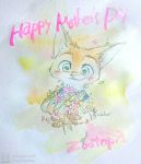  anthro blush canid canine cub cute_fangs disney english_text flower fox fur green_eyes looking_at_viewer mammal neck_tuft nick_wilde orange_body orange_fur painting_(artwork) plant red_fox smile solo text traditional_media_(artwork) tuft ulako watercolor_(artwork) white_body white_fur young zootopia 