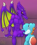  2019 anthro anthrofied balls blush digital_media_(artwork) dinosaur dragon duo erection evil_grin fellatio hi_res humanoid_penis lewd_lotl male male/male mario_bros metroid nintendo nude oral penile penis reptile ridley scalie sex sitting smile space_dragon_(metroid) standing toony video_games yoshi 