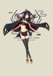  1girl black_hair black_legwear breasts cape dylannn hair_ornament hairclip highres original shoes small_breasts thighhighs twintails yellow_eyes 