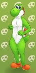  2019 anthro digital_media_(artwork) dinosaur featureless_crotch green_yoshi hi_res lewd_lotl looking_at_viewer male mario_bros nintendo nude portrait reptile scalie smile solo standing thick_thighs toony video_games yoshi 