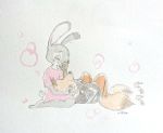  anthro bottomwear canid canine clothed clothing dipstick_ears dipstick_tail disney duo eyes_closed fluffy fluffy_tail fox fully_clothed fur grey_body grey_fur judy_hopps lagomorph leporid lying mammal multicolored_ears multicolored_tail nick_wilde on_back orange_body orange_fur painting_(artwork) pants rabbit red_fox shirt simple_background sitting smile topwear traditional_media_(artwork) ulako watercolor_(artwork) white_background zootopia 