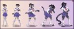  2019 absurd_res anthro black_hair bottomwear breasts clothing datkitsu embarrassed eyewear felid feline female glasses hair hi_res human human_to_anthro legwear looking_at_viewer mammal necktie nipple_outline pawpads ponytail school_uniform sequence skirt smile snout solo species_transformation standing stockings surprise tail_growth torn_clothing transformation uniform whiskers 