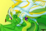  animal_genitalia animal_penis anus dragon feral hexdragon_(character) hi_res knot lautrec male male/male neothedragon penis simple_background slit_play yellow_background 