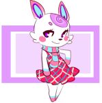  animal_crossing anthro blush blush_stickers cervid clothed clothing diana_(animal_crossing) dress female fur hair hand_on_hip low_res mammal nintendo pink_body pink_clothing pink_dress pink_fur purple_background purple_eyes purple_hair scarf simple_background smile solo standing unknown_artist video_games white_background white_body white_fur 