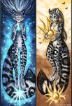  2019 4_toes 5_fingers anthro black_spots blue_eyes featureless_crotch felid female fingers flashw fur grey_body grey_fur mammal nude pantherine smile snow_leopard solo spots spotted_body spotted_fur toes 