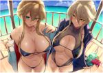  armadillo artoria_pendragon_(lancer) artoria_pendragon_alter_(fate/grand_order) bikini erect_nipples fate/grand_order open_shirt renji swimsuits undressing 