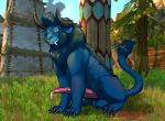  2019 balls big_penis blizzard_entertainment blue_body blue_fur bovid bovine druid felid feral feral_druid fur huge_penis lion long_penis magic_user male mammal nakoo pantherine penis tauren tauren_(feral) tribal_spellcaster video_games warcraft 