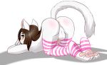  2019 anthro anus balls blush butt clothing dantae_meoi digital_media_(artwork) domestic_cat felid feline felis fur girly hair hi_res legwear long_hair looking_at_viewer male mammal penis simple_background socks solo stockingfan white_body white_fur 