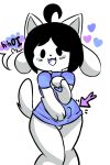  anthro balls black_nose canid canine canis domestic_cat domestic_dog felid feline felis fur grey_hair gynomorph hair hi_res intersex koshimoto mammal penis temmie_(undertale) undertale video_games 