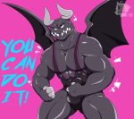  2019 abs anthro biceps clothed clothing digital_media_(artwork) dragaux dragon hi_res horn looking_at_viewer male motivational_poster muscular muscular_male nell-chan nintendo pecs ring_fit_adventure scalie sharp_teeth simple_background solo teeth video_games wings wrestling_singlet 
