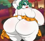  big_breasts big_butt breasts broodal brown_eyes butt clothing conditional_dnp digitaldomain123 female forest green_hair hair half-closed_eyes hi_res huge_breasts huge_butt hyper hyper_breasts hyper_butt lipstick looking_back madame_broode makeup mario_bros mature_female nintendo nipples outside overweight overweight_female solo super_mario_odyssey tree video_games 