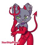  1:1 anthro ashe_(starshippizza) black_nose bottomwear clothed clothing collar domestic_cat felid feline felis female fur green_eyes grey_body grey_fur hi_res inner_ear_fluff mammal solo starshippizza topwear tuft whiskers 