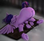  abspony anal anal_penetration ass_up bodily_fluids bound cum equid equine female feral friendship_is_magic genital_fluids mammal my_little_pony penetration pterippus solo twilight_sparkle_(mlp) wings 