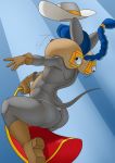  anthro big_breasts breasts bull_riding butt creatiffy female googly_eyes hi_res mammal murid murine rat rodent solo 