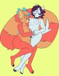  2019 absurd_res ailurid anthro areola belly big_ears big_tail blue_highlights bodily_fluids breast_suck breastfeeding breasts brown_hair canid canine canis cheek_tuft claws collar convenient_censorship digital_media_(artwork) dipstick_ears domestic_dog duo eyes_closed face_tuft female female/female finley_sinclaire fur grin hair heart_nipples hi_res highlights_(coloring) lactating mairi_nigalya_ponya mammal milk multicolored_ears navel nipple_suck nipples nordic_sled_dog nude orange_body orange_fur pubes red_body red_fur red_panda samoyed sharp_teeth simple_background smile spitz sucking teeth toe_claws tuft vivash white_body white_fur yellow_background 