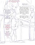  2014 absurd_res ambiguous_gender anthro bendzz breasts butt clothing dialogue english_text female group hair hi_res human lagomorph leporid male mammal monochrome rabbit shirt size_difference sketch standing text topwear transformation whiskers 