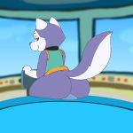  1:1 2d_animation animated anthro blue_eyes bottomless butt canid canine canis clothed clothing collar diacordst_(artist) domestic_dog everest_(paw_patrol) female fur husky low_res mammal masturbation nordic_sled_dog paw_patrol purple_body purple_fur sex_toy solo spitz vaginal vaginal_masturbation white_body white_fur young 